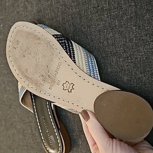 Grace Blue and Cream Sandals with X-Strap Design - Picture 4 of 5